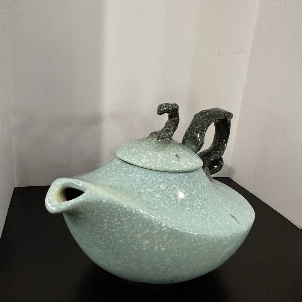 Vintage Hull W-26 Aladdin Genie Style Teapot Turquoise Black MCM Pottery
